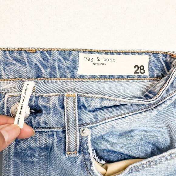 Rag & Bone Nina High-Rise Ankle Cigarette Light Wash Denim Jeans Size 28 - Picture 4 of 7